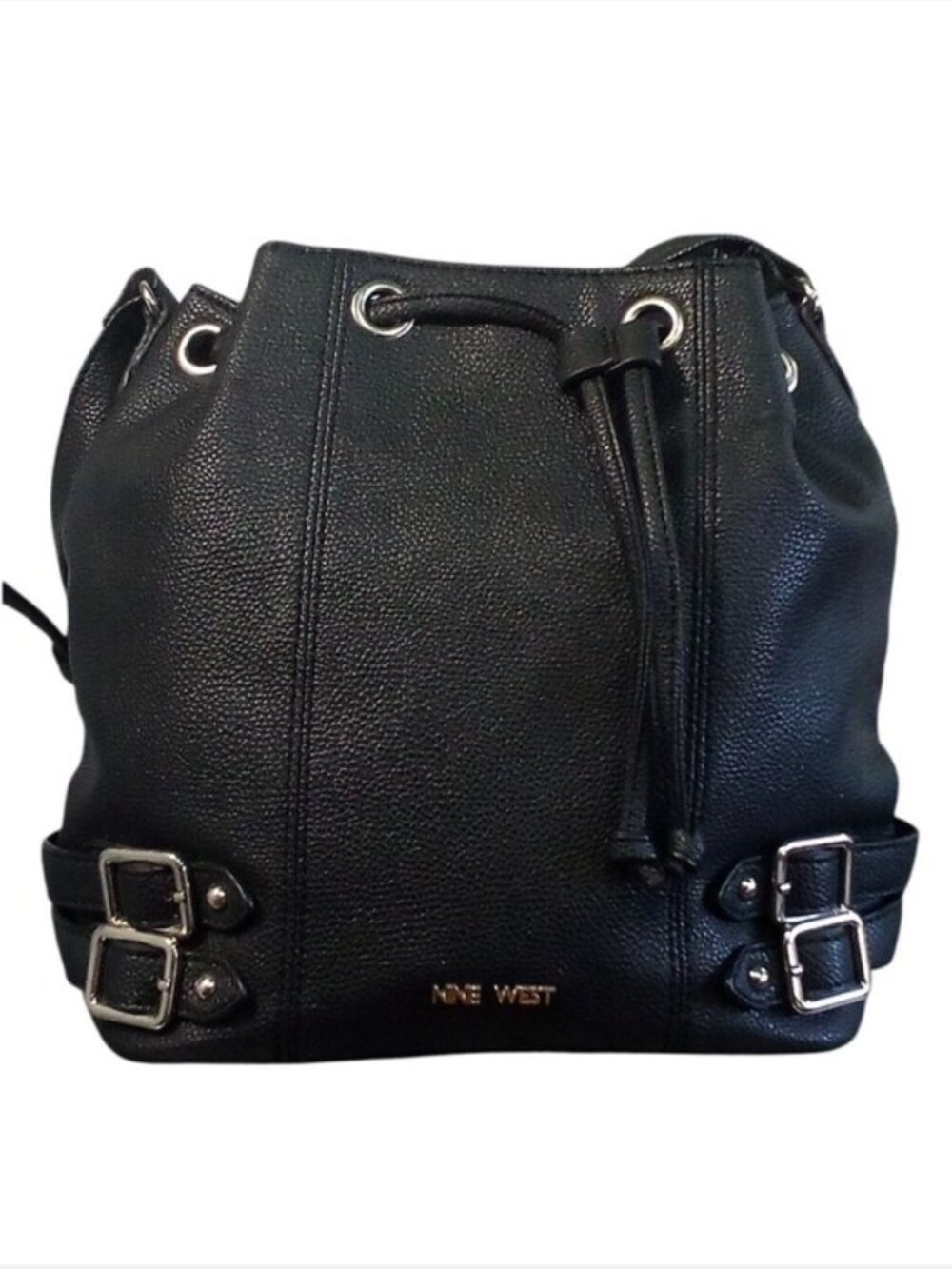 Nine West Black Drawstring Bucket Purse